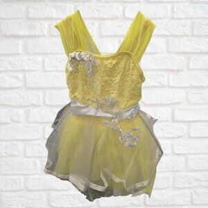 Yellow Ballet Recital Costume XS(4T)-Leotard with attached tutu & embellishments